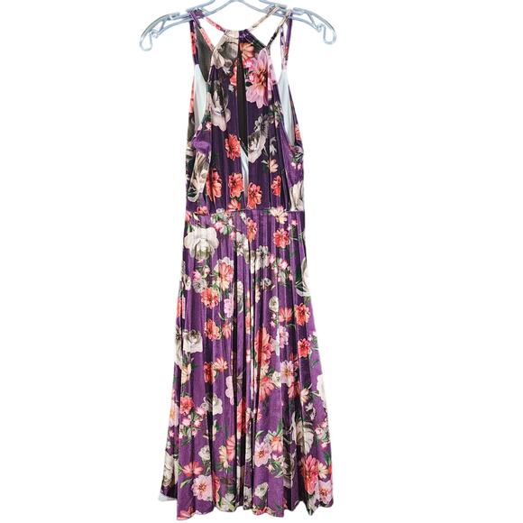 asos Polyester Purple Floral Pleated Dress Size 4 - Picture 9 of 9